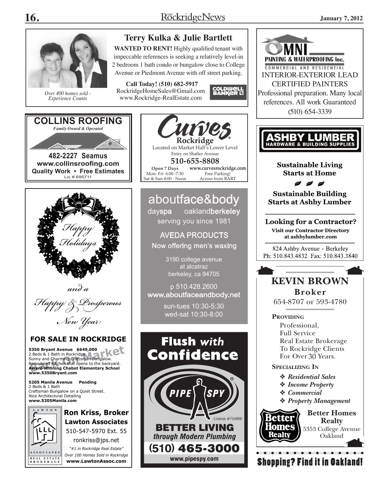 Click to zoom in The Rockridge News, January 2012, page 16