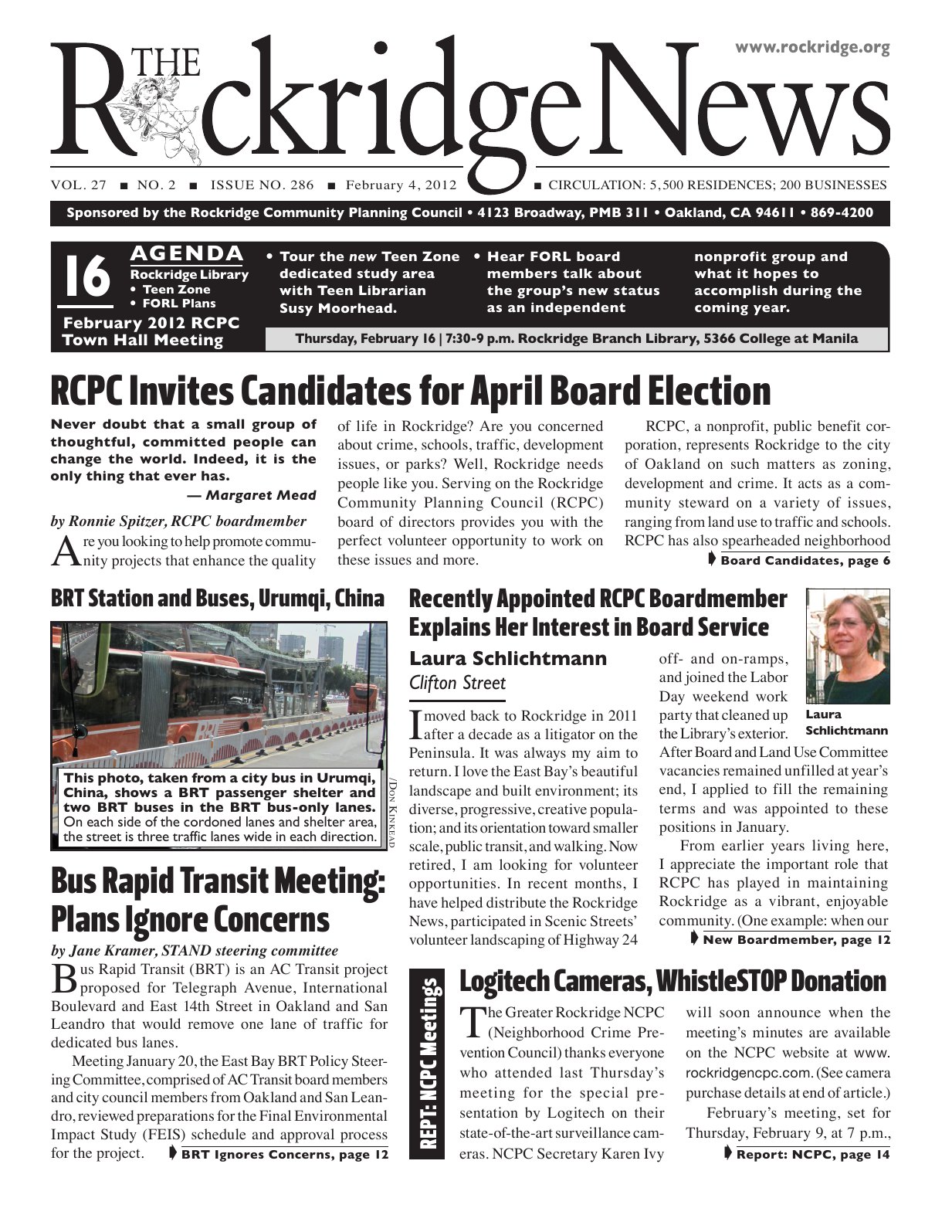 Click to zoom in The Rockridge News, February 2012, page 1
