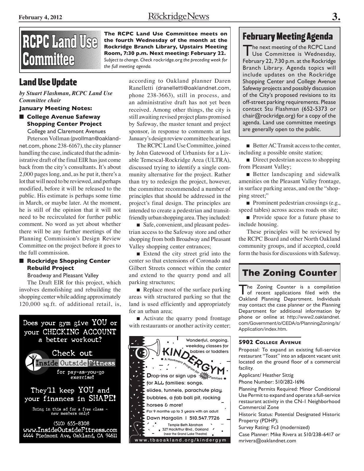 Click to zoom in The Rockridge News, February 2012, page 3