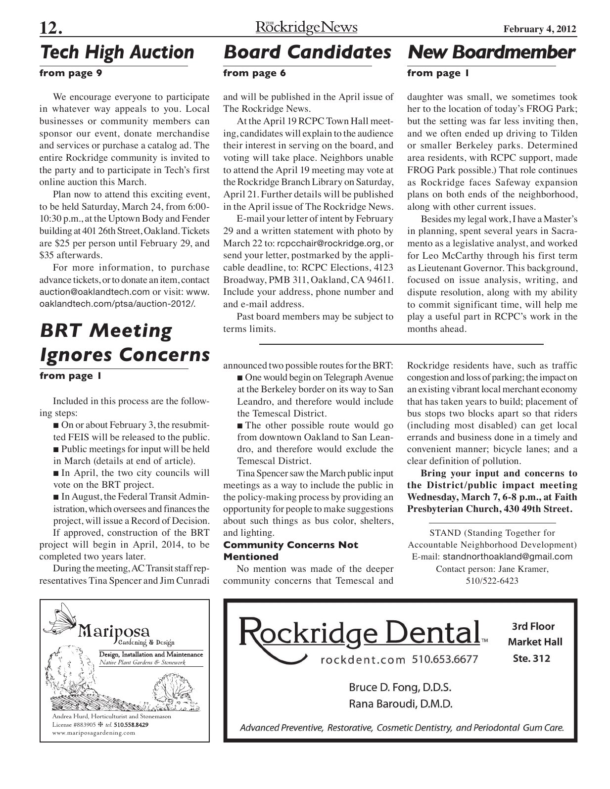 The Rockridge News, February 2012, page 12