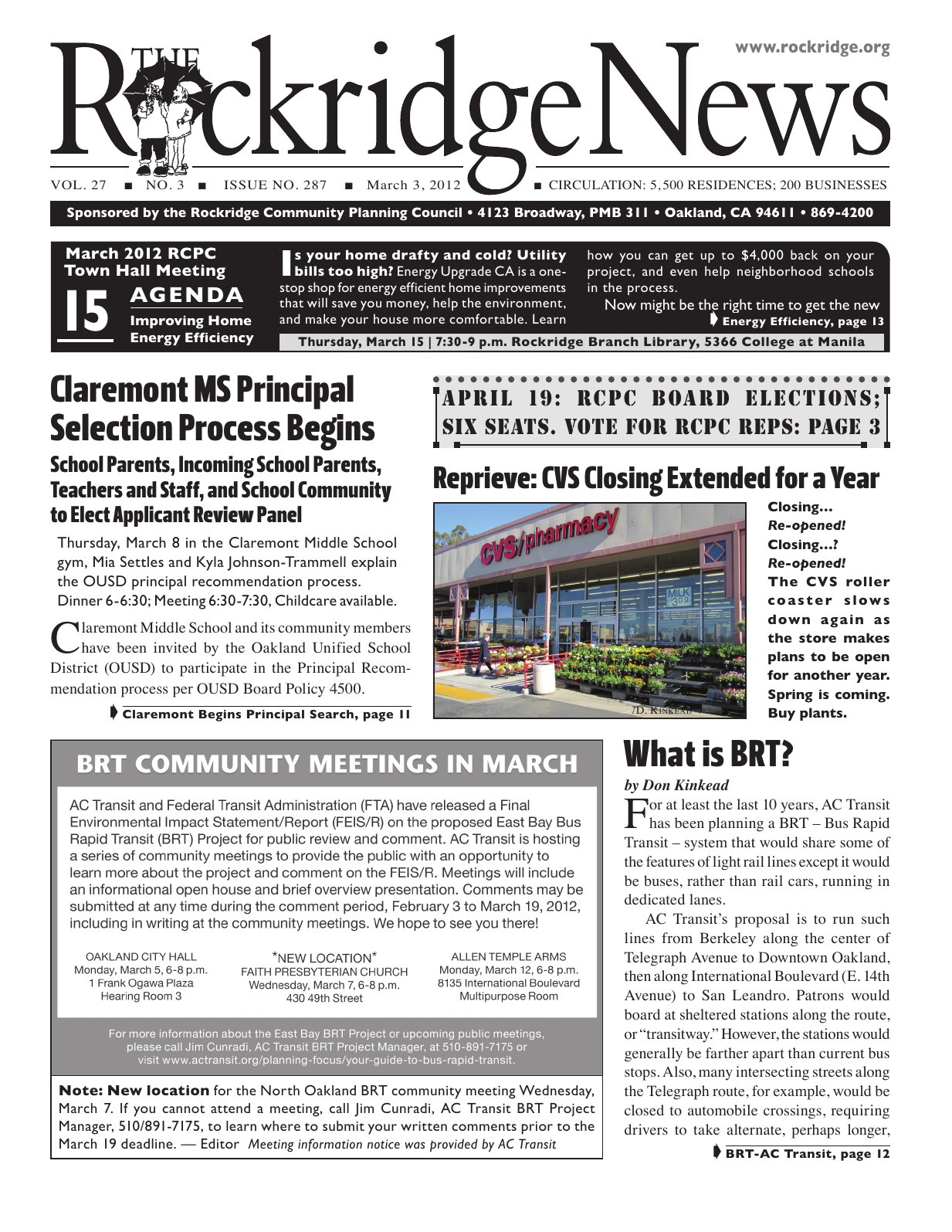 Click to zoom in The Rockridge News, March 2012, page 1