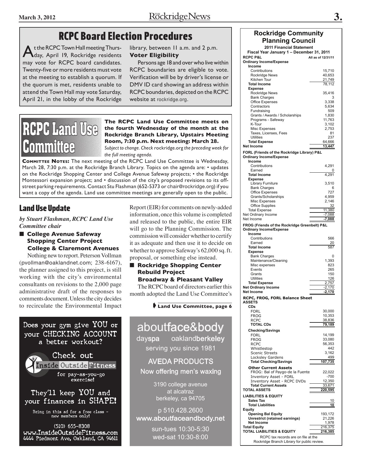 The Rockridge News, March 2012, page 3