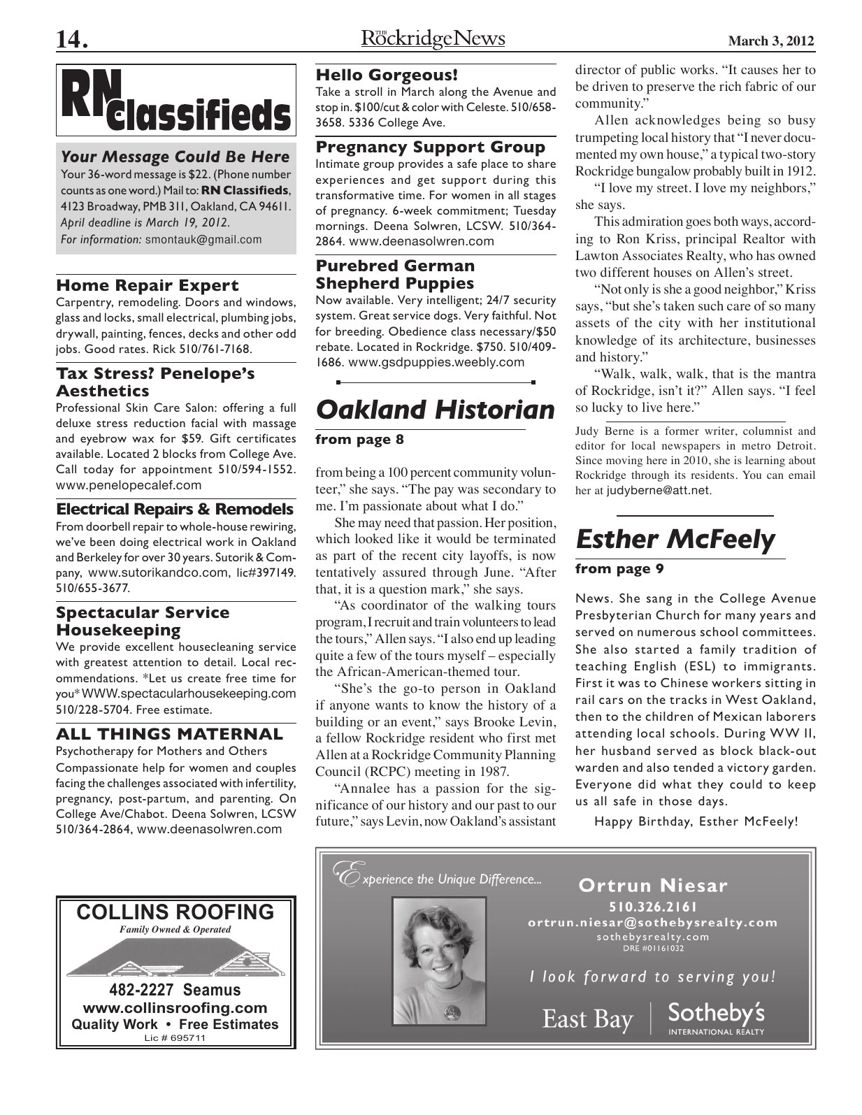 Click to zoom in The Rockridge News, March 2012, page 14