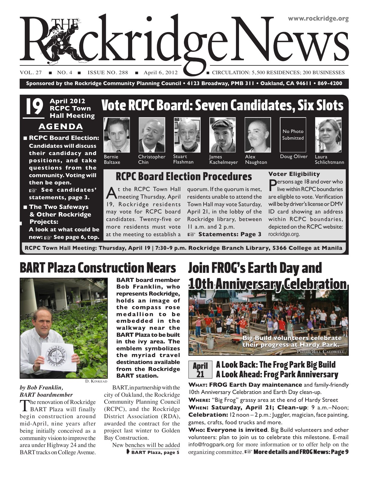 Click to zoom in The Rockridge News, April 2012, page 1
