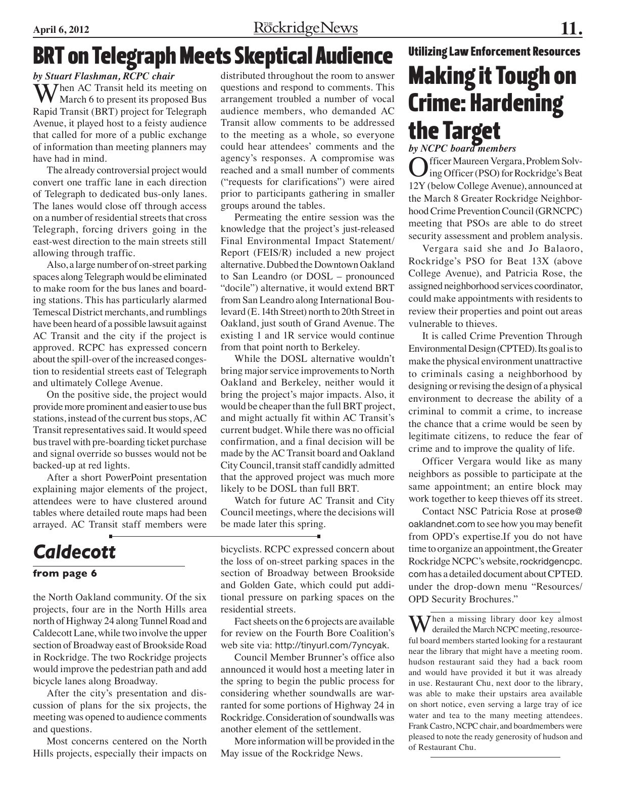 Click to zoom in The Rockridge News, April 2012, page 11