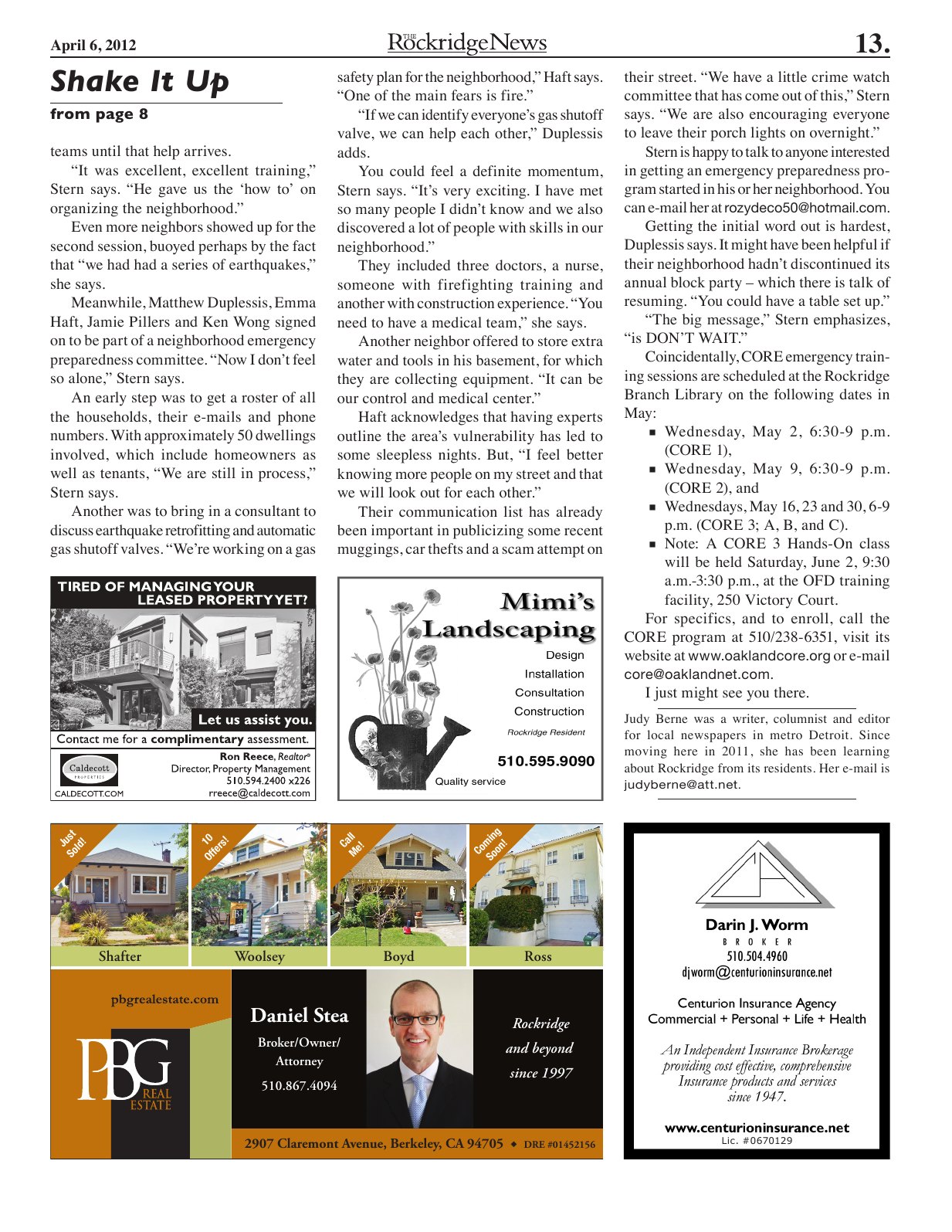 Click to zoom in The Rockridge News, April 2012, page 13