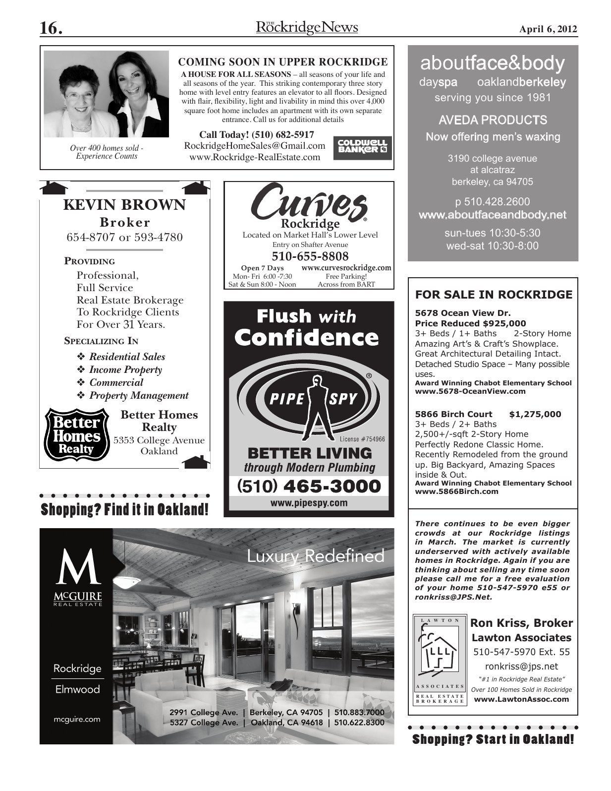 Click to zoom in The Rockridge News, April 2012, page 16