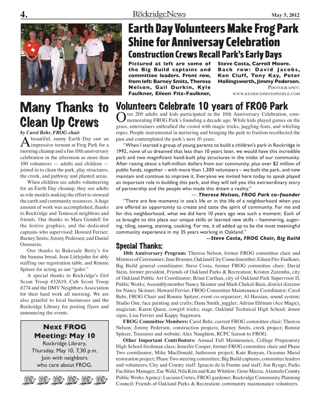 The Rockridge News, May 2012, page 4