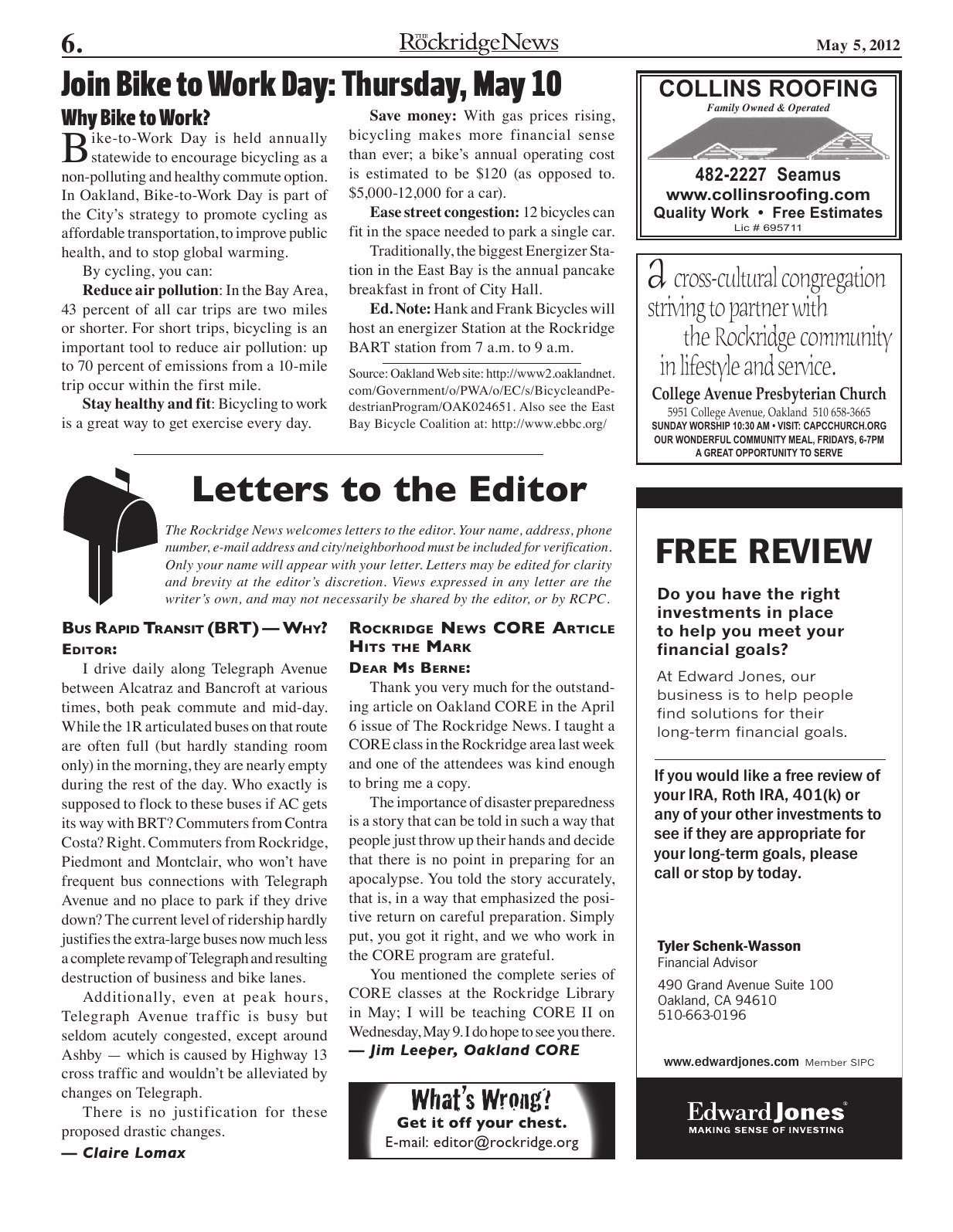 Click to zoom in The Rockridge News, May 2012, page 6