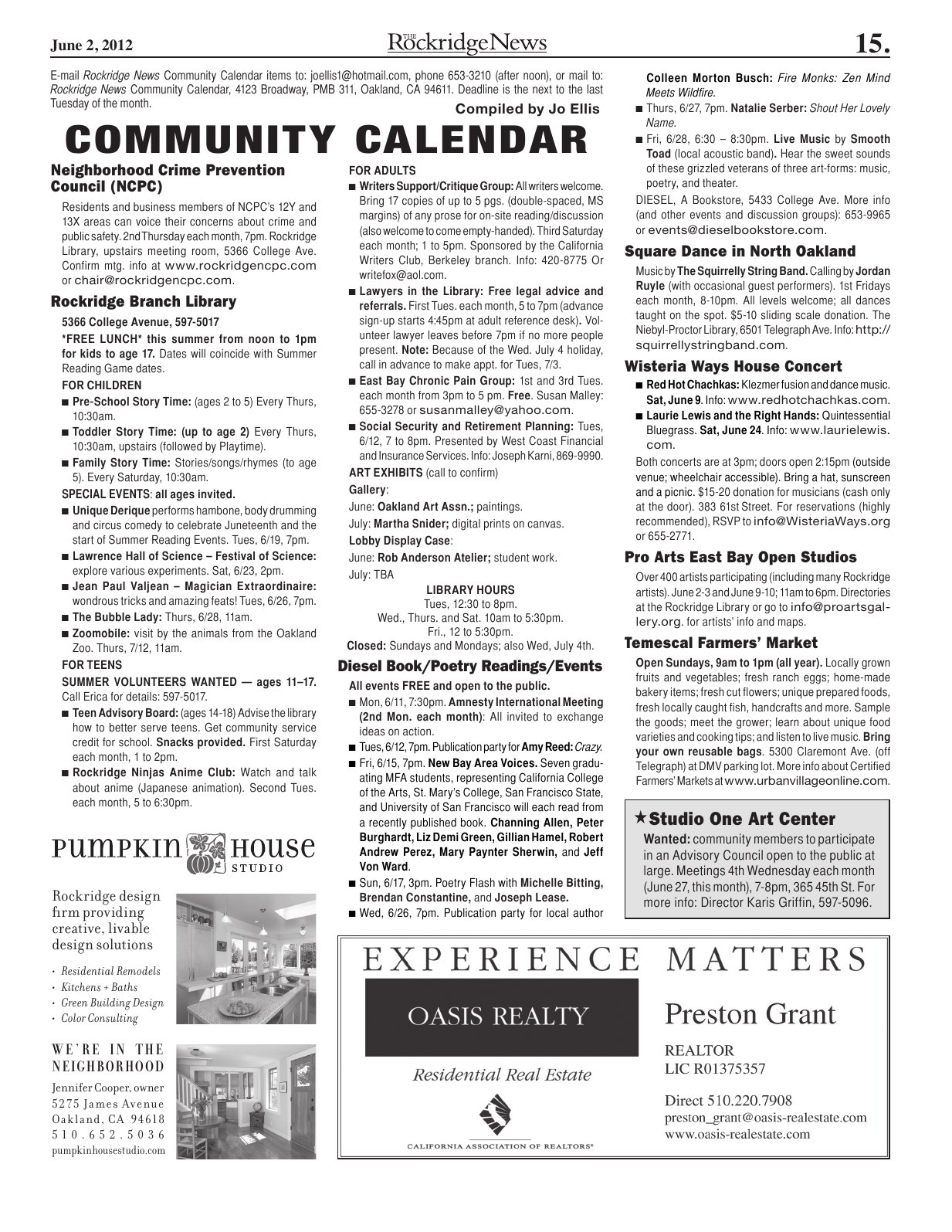 Click to zoom in The Rockridge News, June 2012, page 15