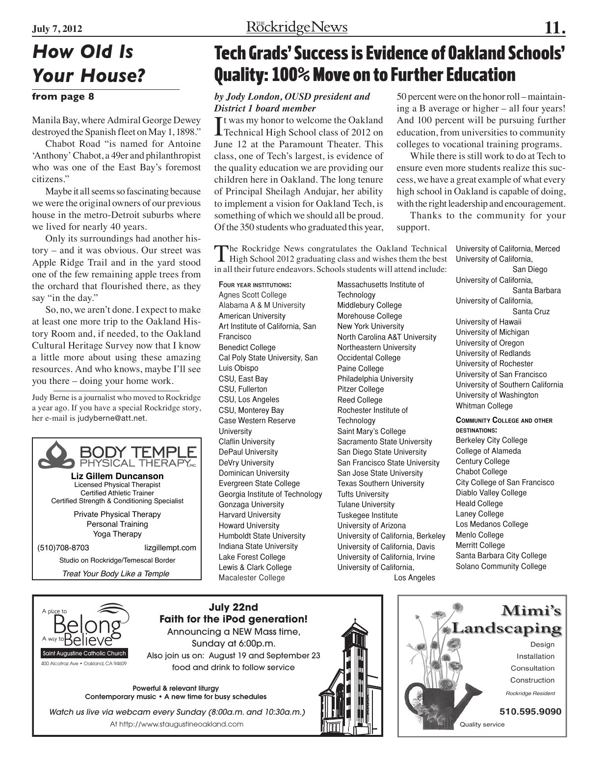 Click to zoom in The Rockridge News, July 2012, page 11