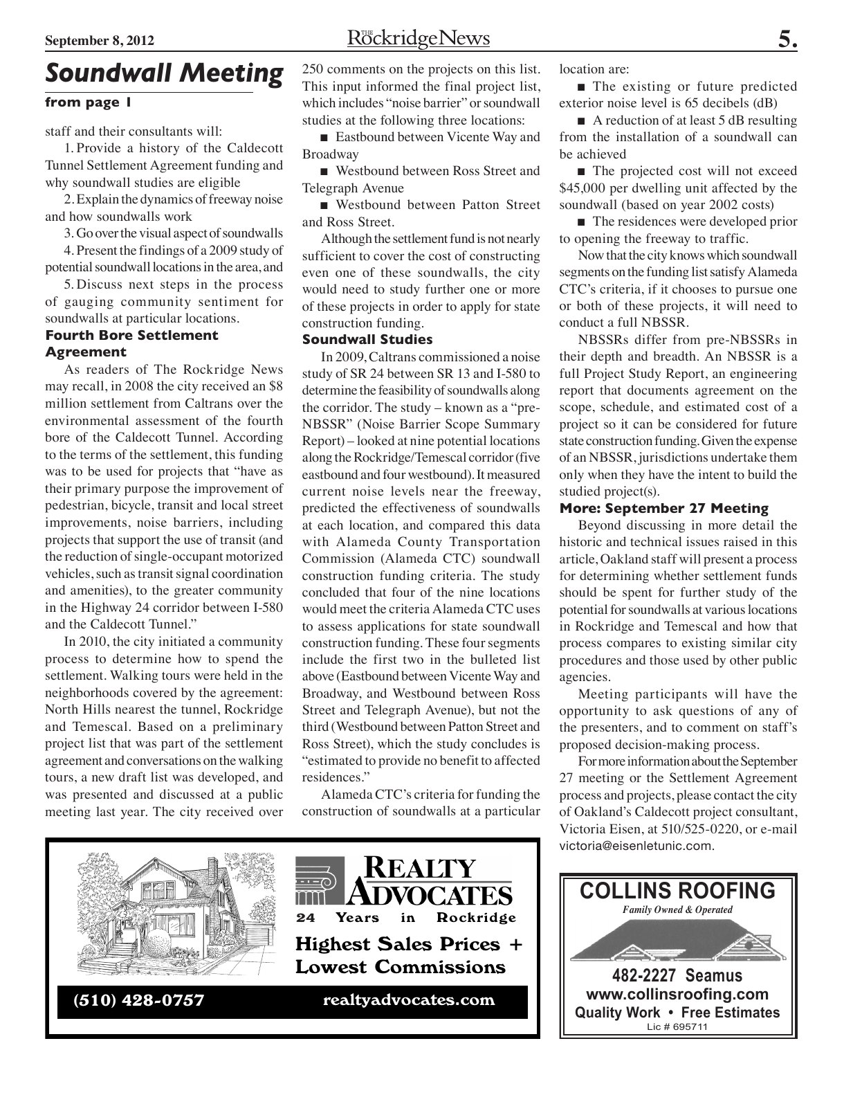 Click to zoom in The Rockridge News, September 2012, page 5