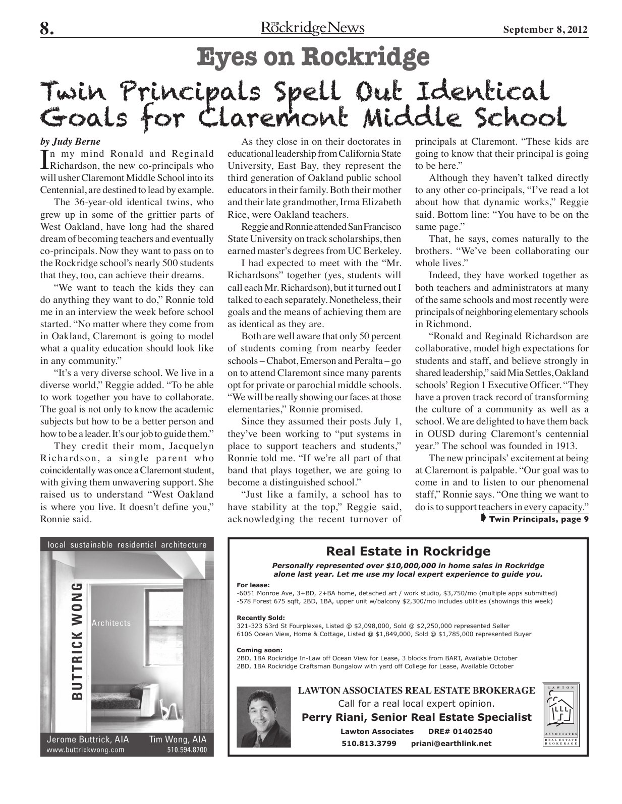 Click to zoom in The Rockridge News, September 2012, page 8