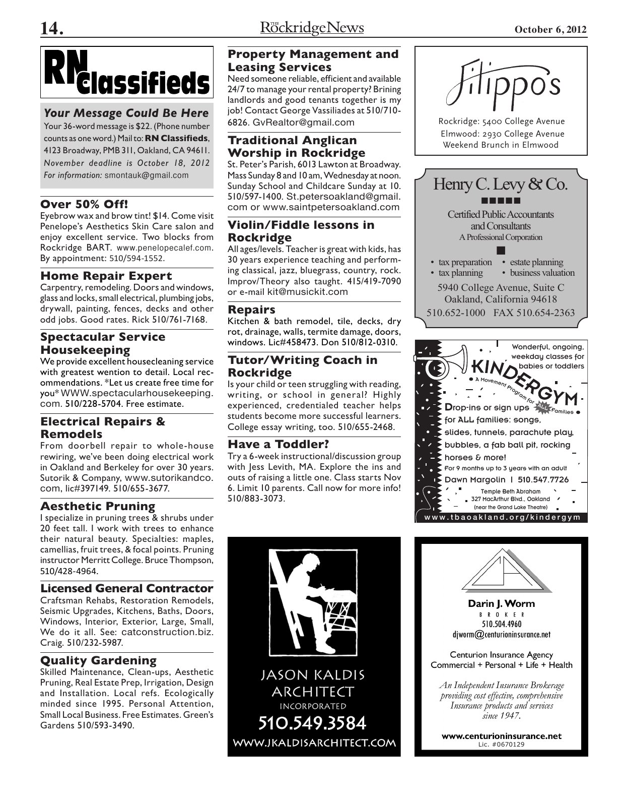 Click to zoom in The Rockridge News, October 2012, page 14