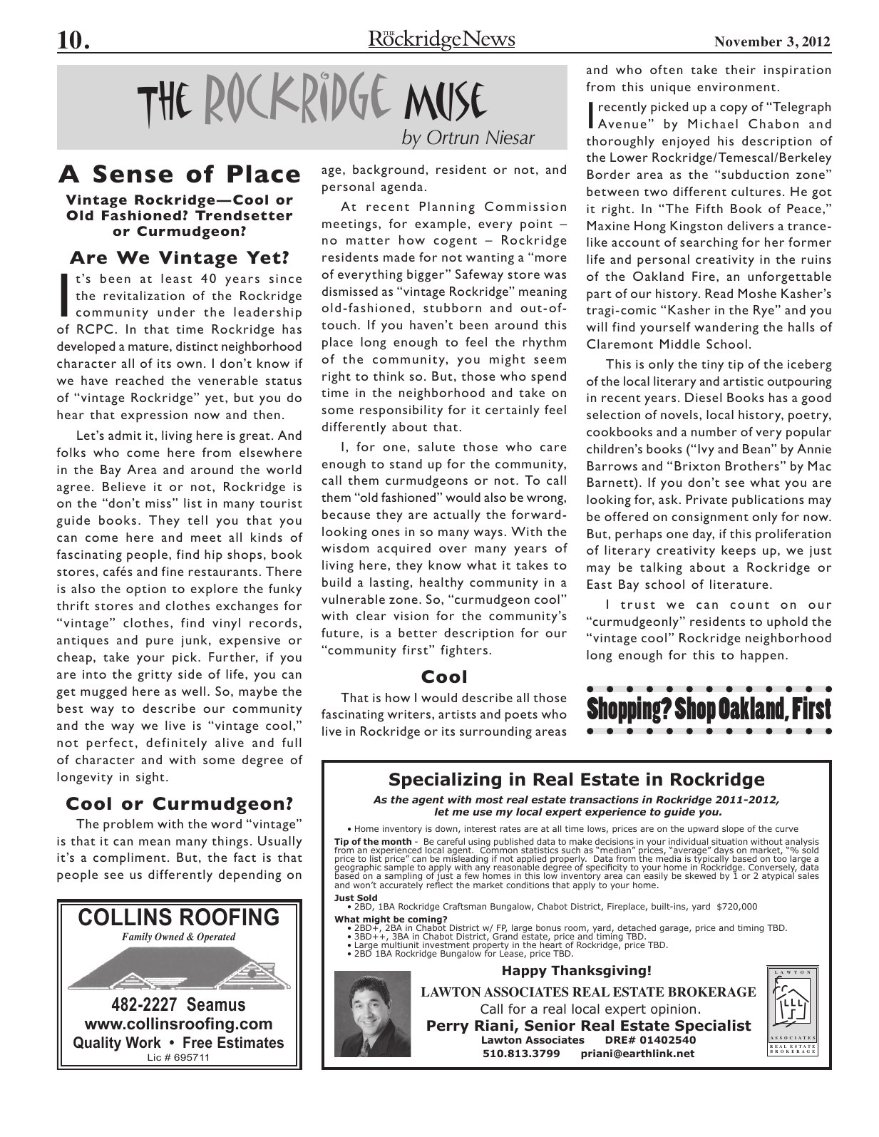 The Rockridge News, November 2012, page 10