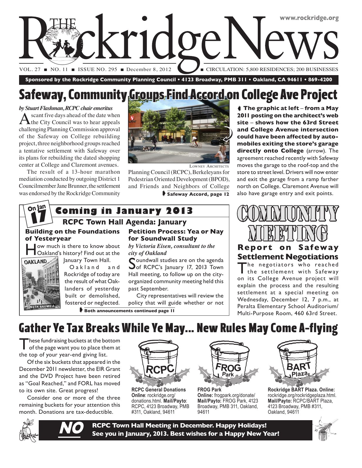 The Rockridge News, December 2012, page 1