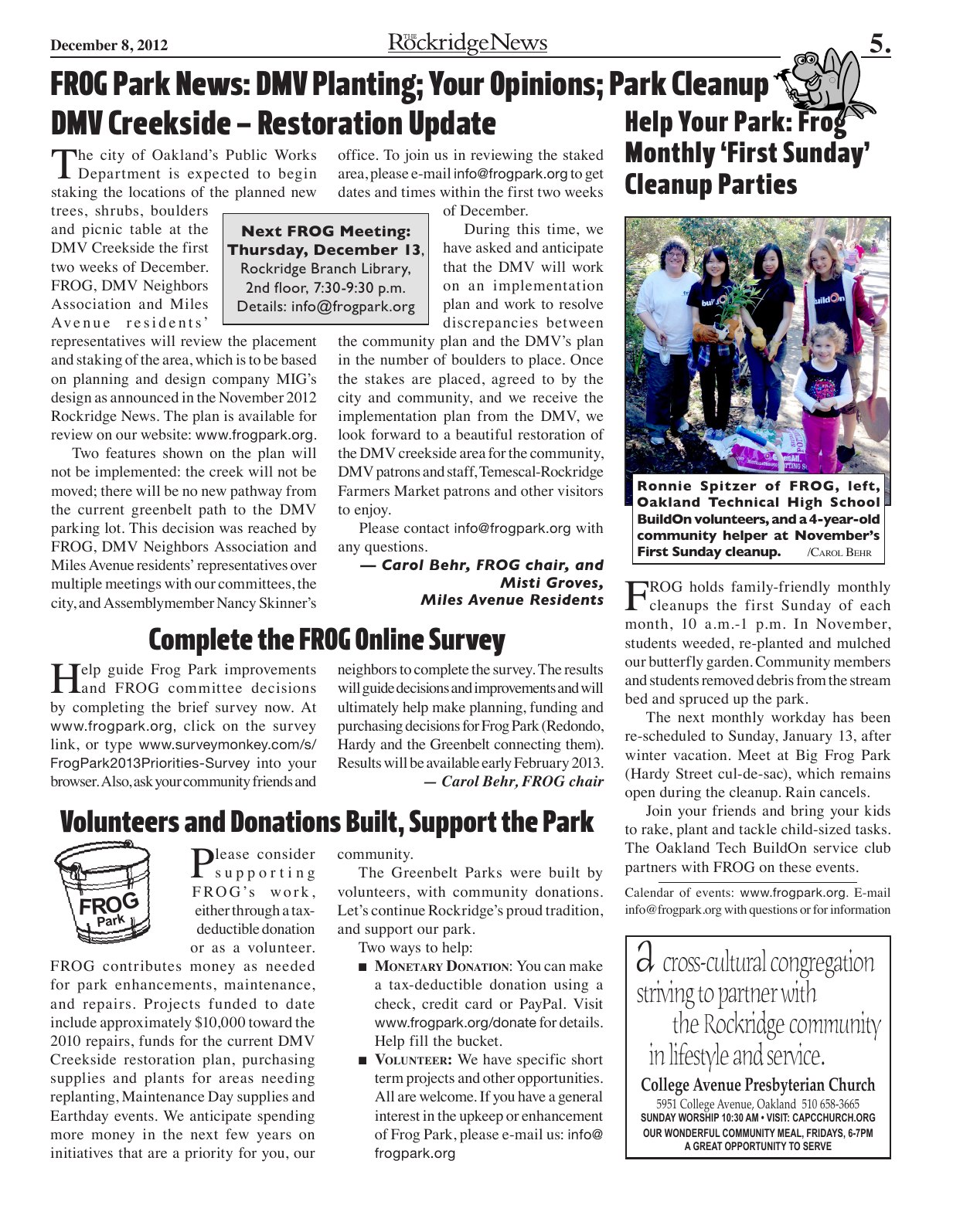 Click to zoom in The Rockridge News, December 2012, page 5