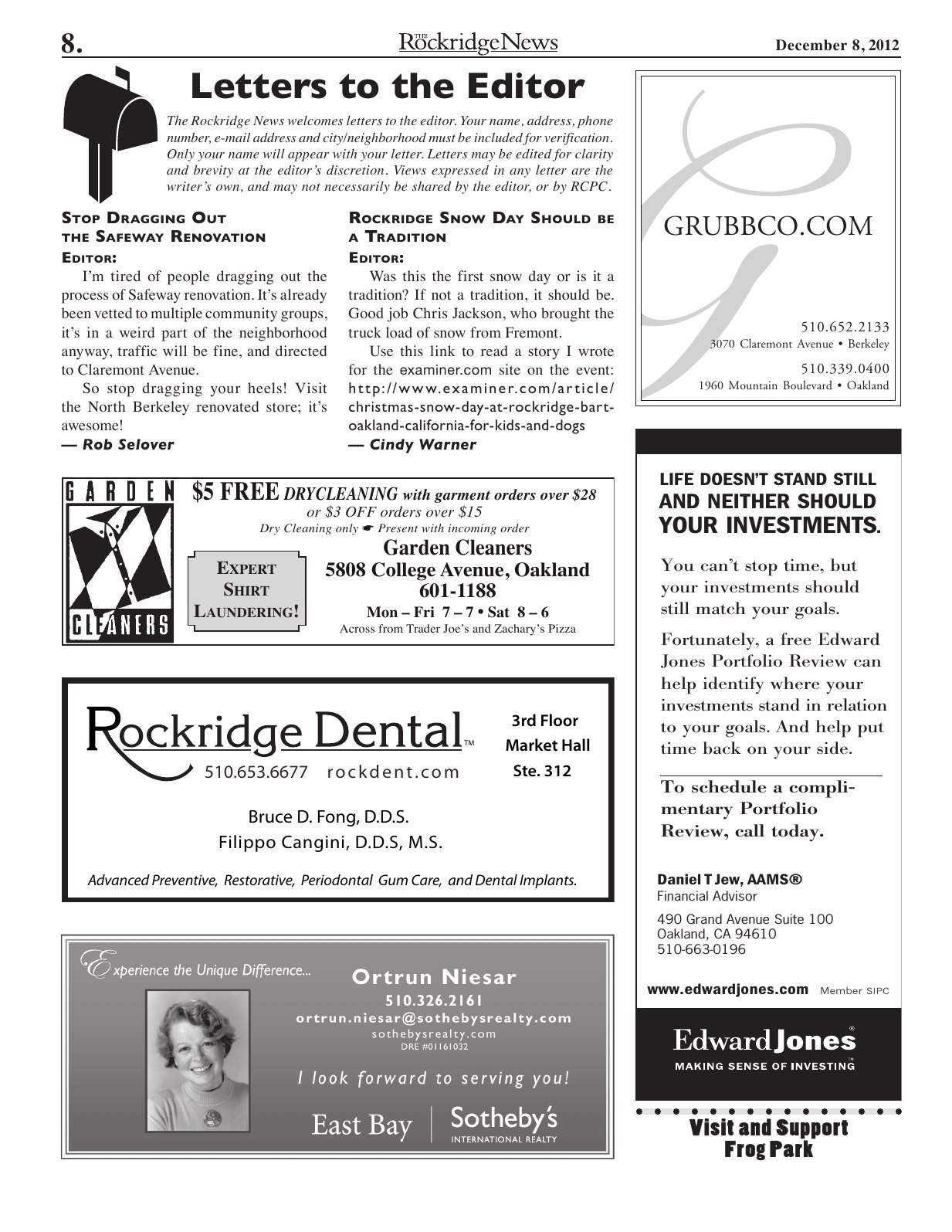 The Rockridge News, December 2012, page 8