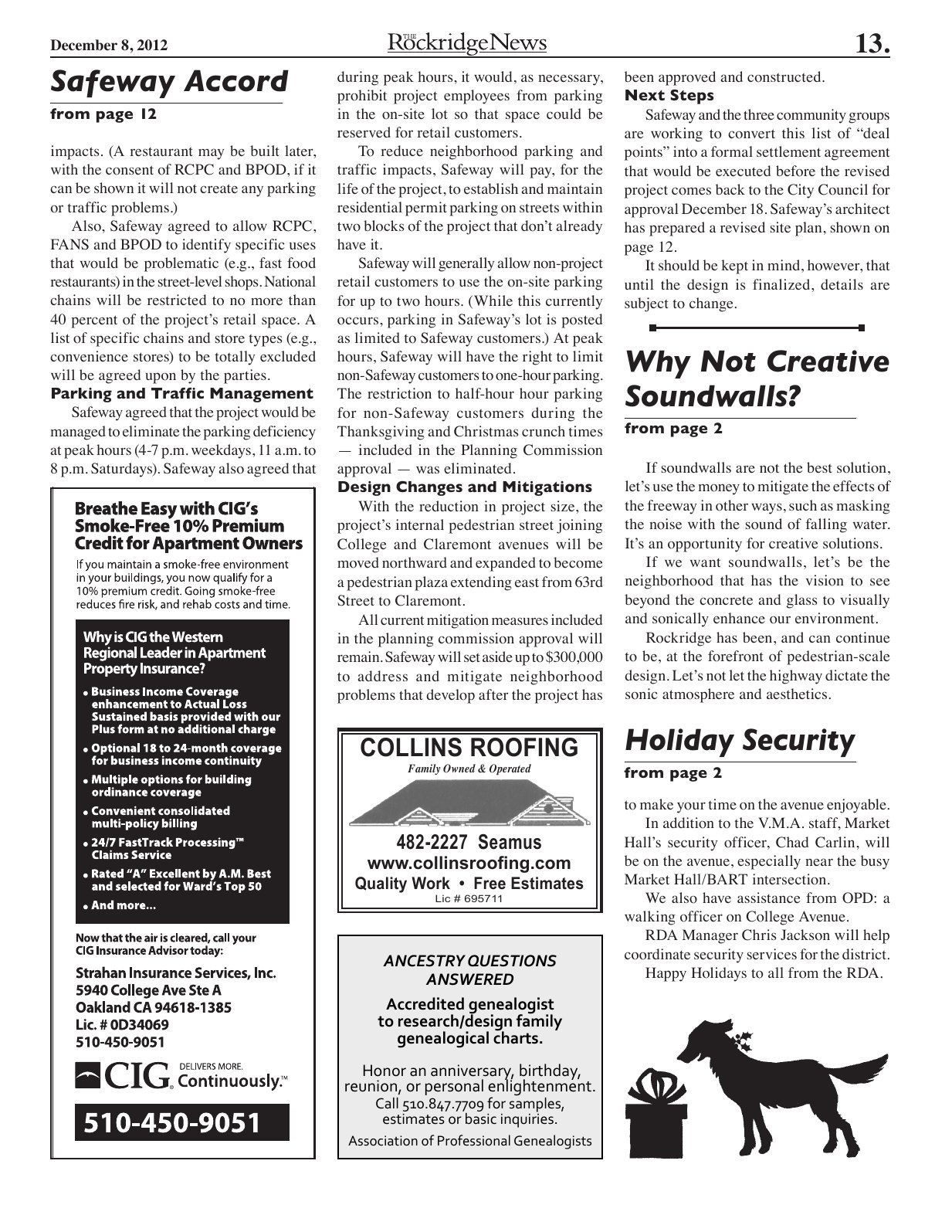 The Rockridge News, December 2012, page 13