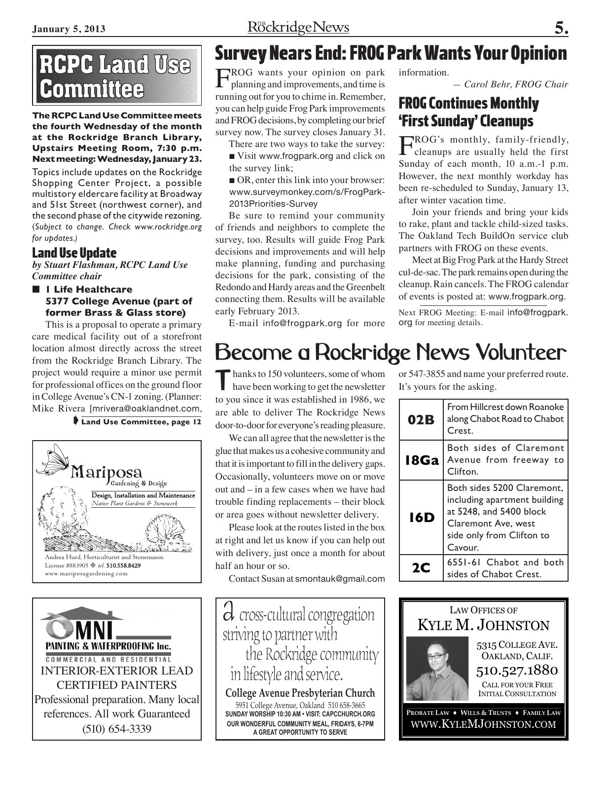 The Rockridge News, January 2013, page 5