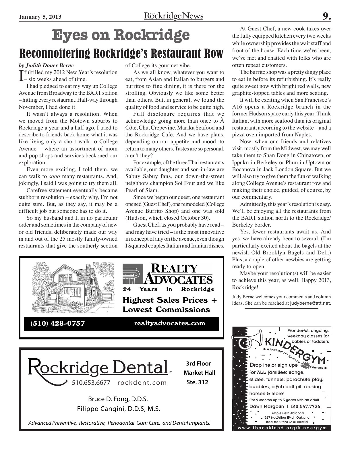 The Rockridge News, January 2013, page 9