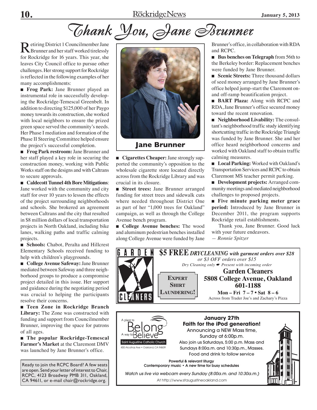 Click to zoom in The Rockridge News, January 2013, page 10