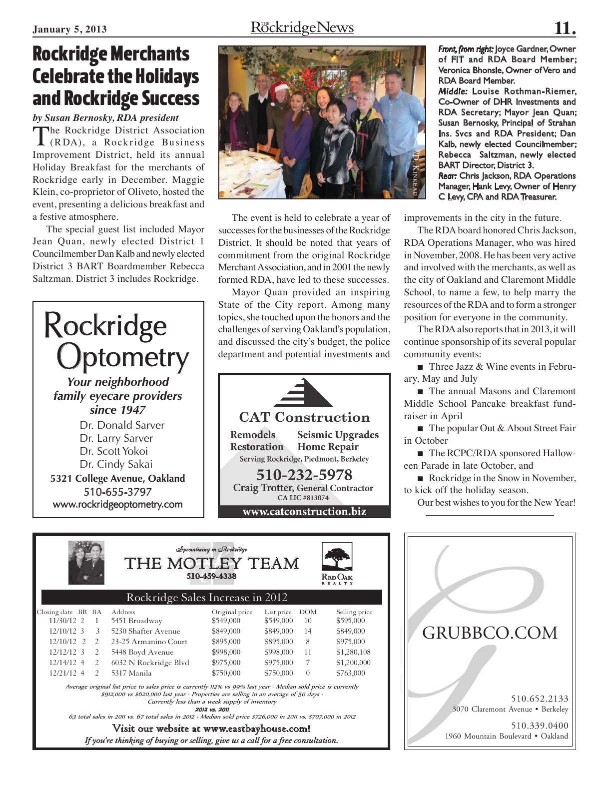 Click to zoom in The Rockridge News, January 2013, page 11