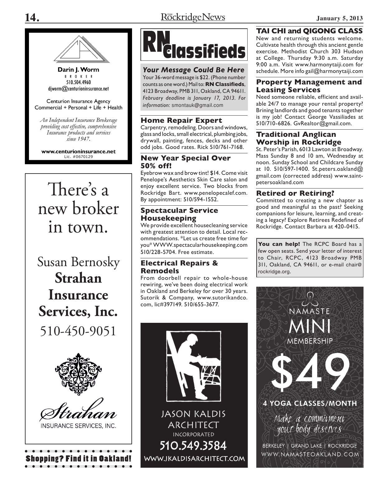 Click to zoom in The Rockridge News, January 2013, page 14