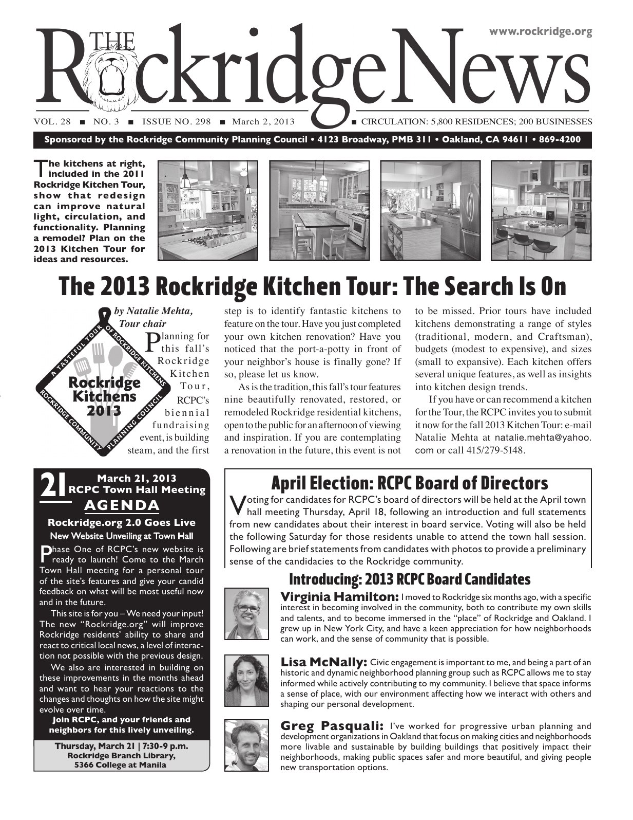 Click to zoom in The Rockridge News, March 2013, page 1