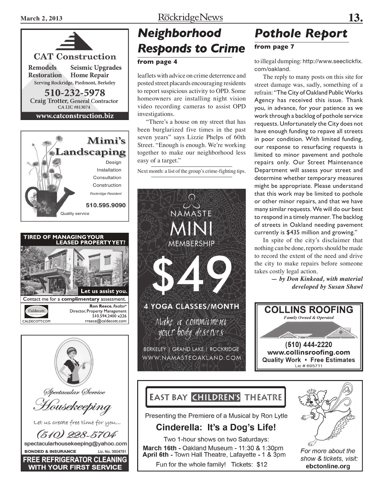 Click to zoom in The Rockridge News, March 2013, page 13