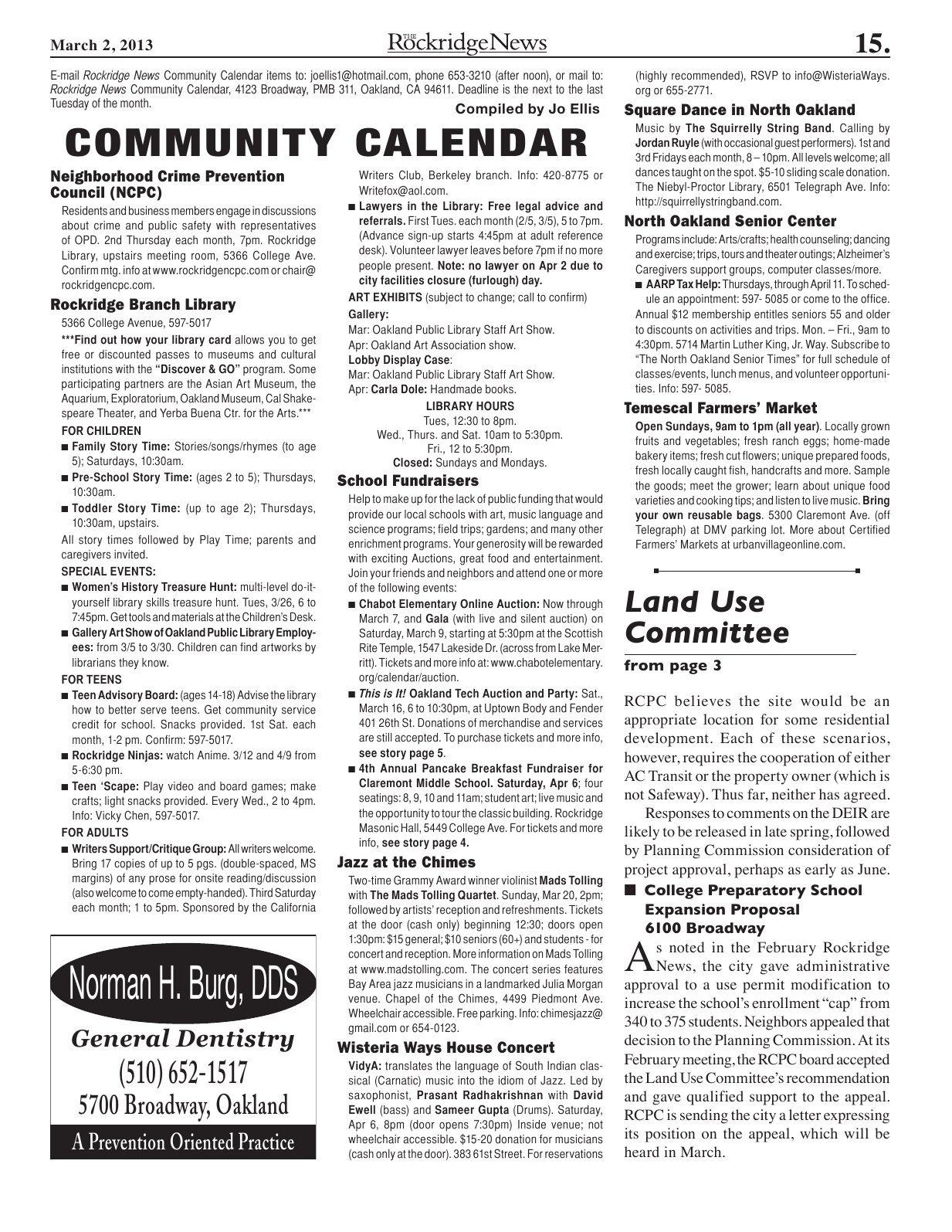 Click to zoom in The Rockridge News, March 2013, page 15