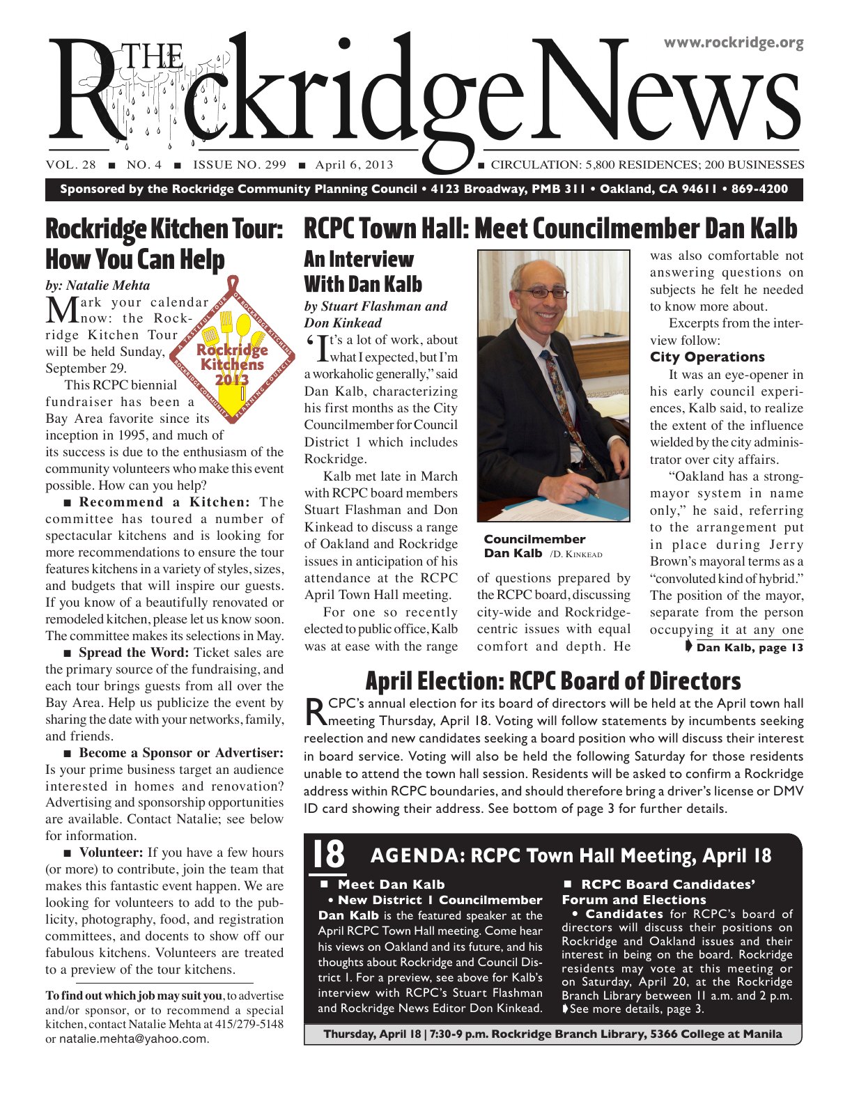 Click to zoom in The Rockridge News, April 2013, page 1