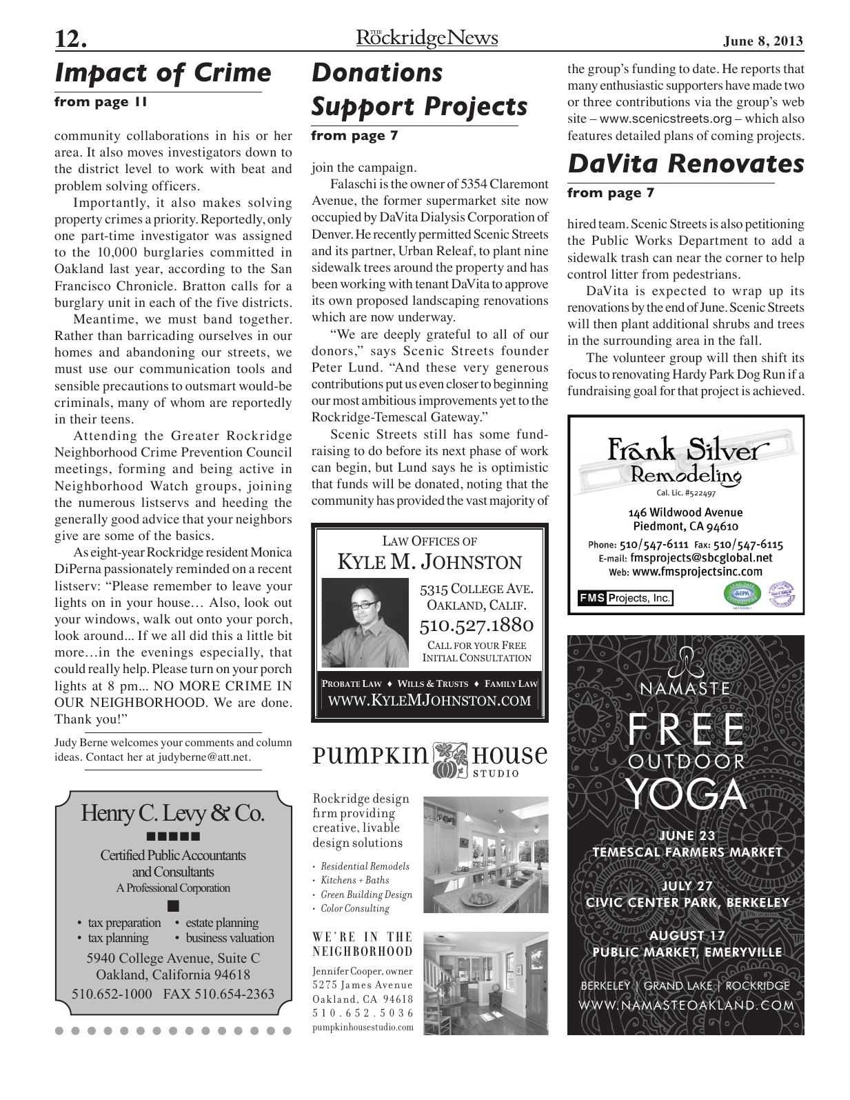 Click to zoom in The Rockridge News, June 2013, page 12