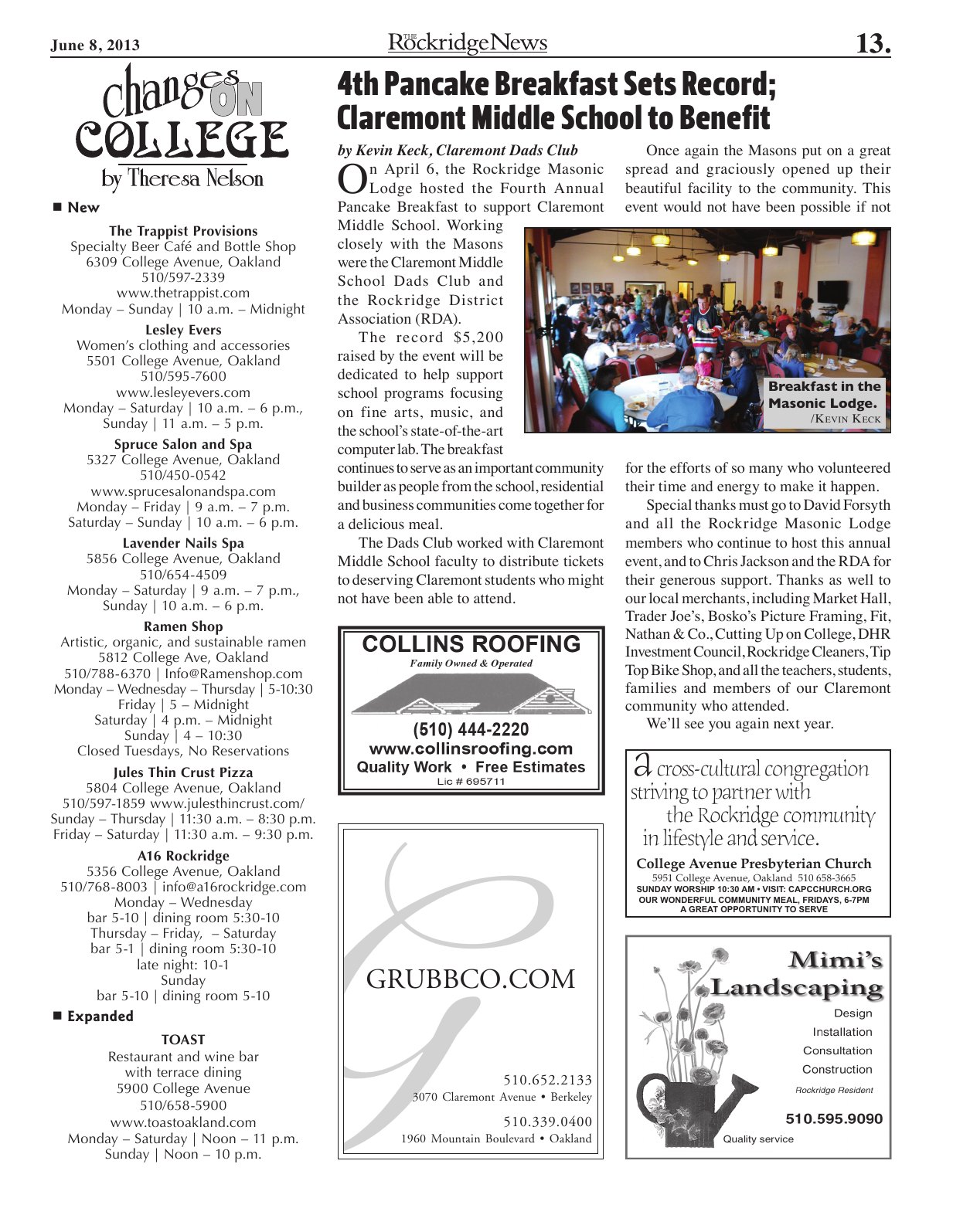 Click to zoom in The Rockridge News, June 2013, page 13