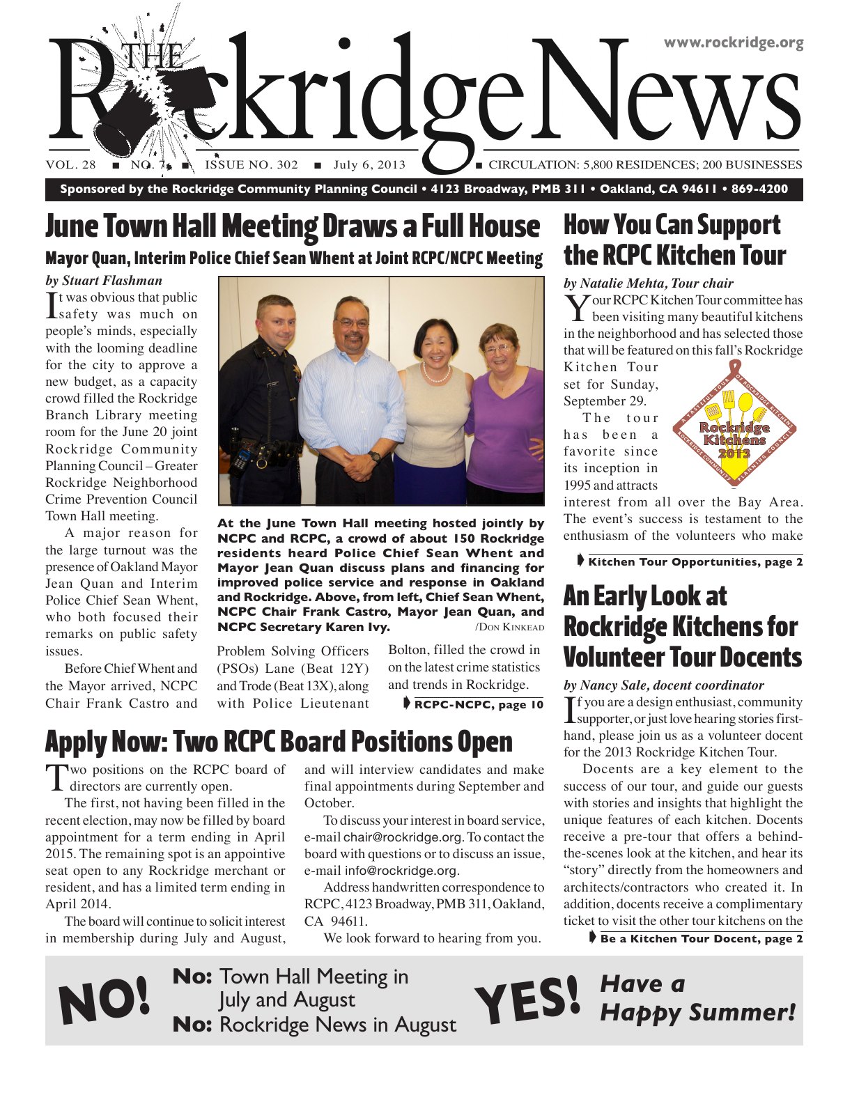 Click to zoom in The Rockridge News, July 2013, page 1
