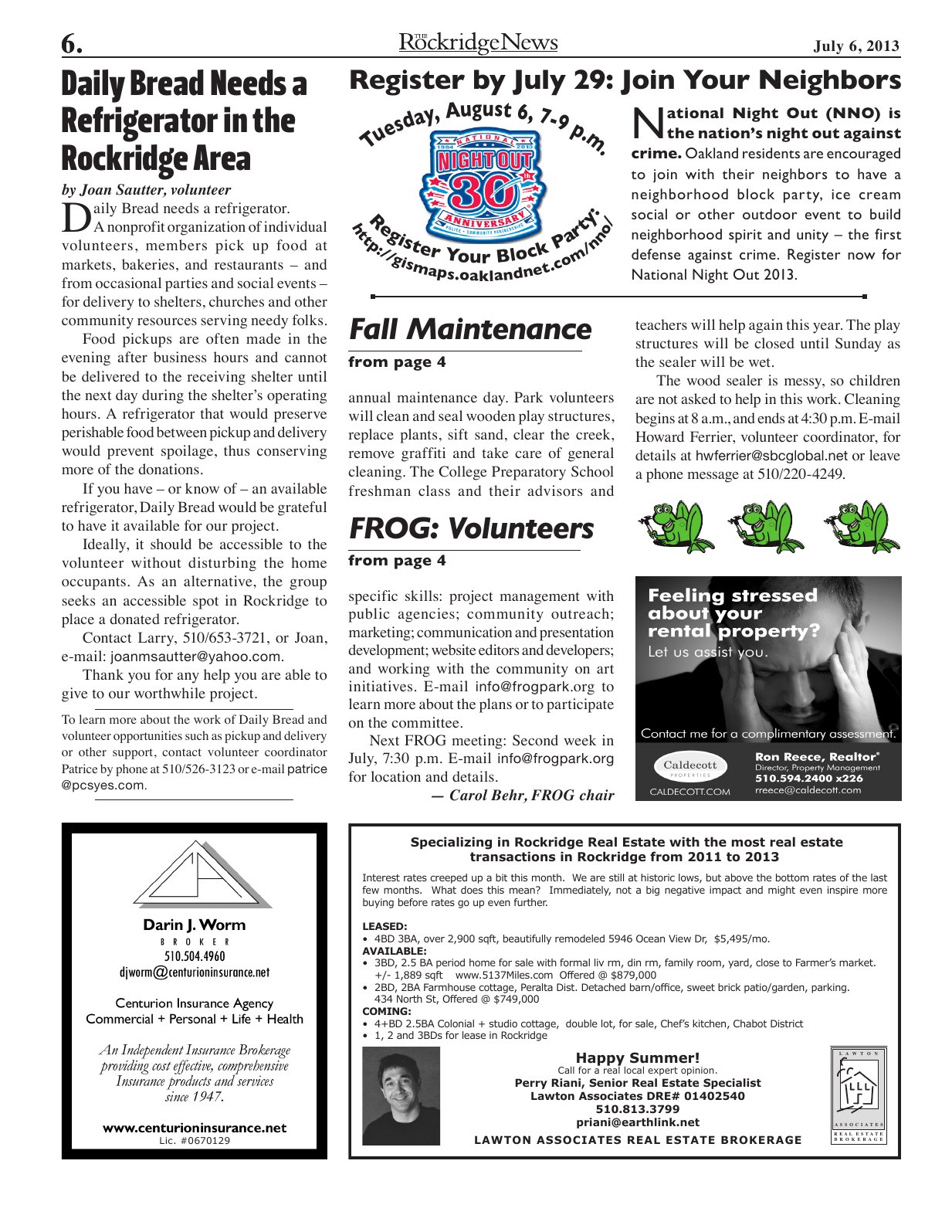 Click to zoom in The Rockridge News, July 2013, page 6