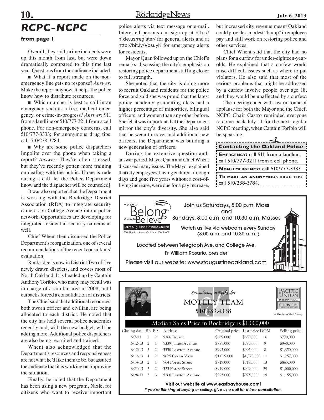 Click to zoom in The Rockridge News, July 2013, page 10