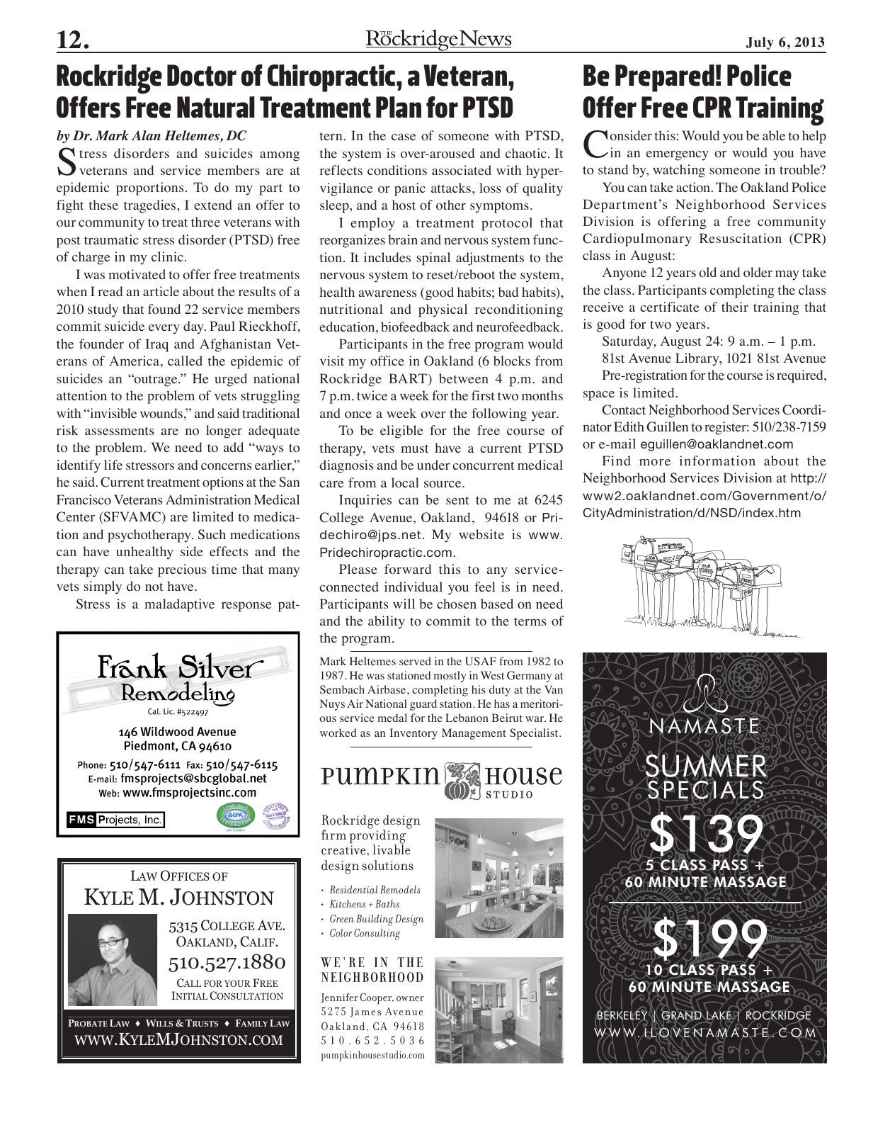 Click to zoom in The Rockridge News, July 2013, page 12