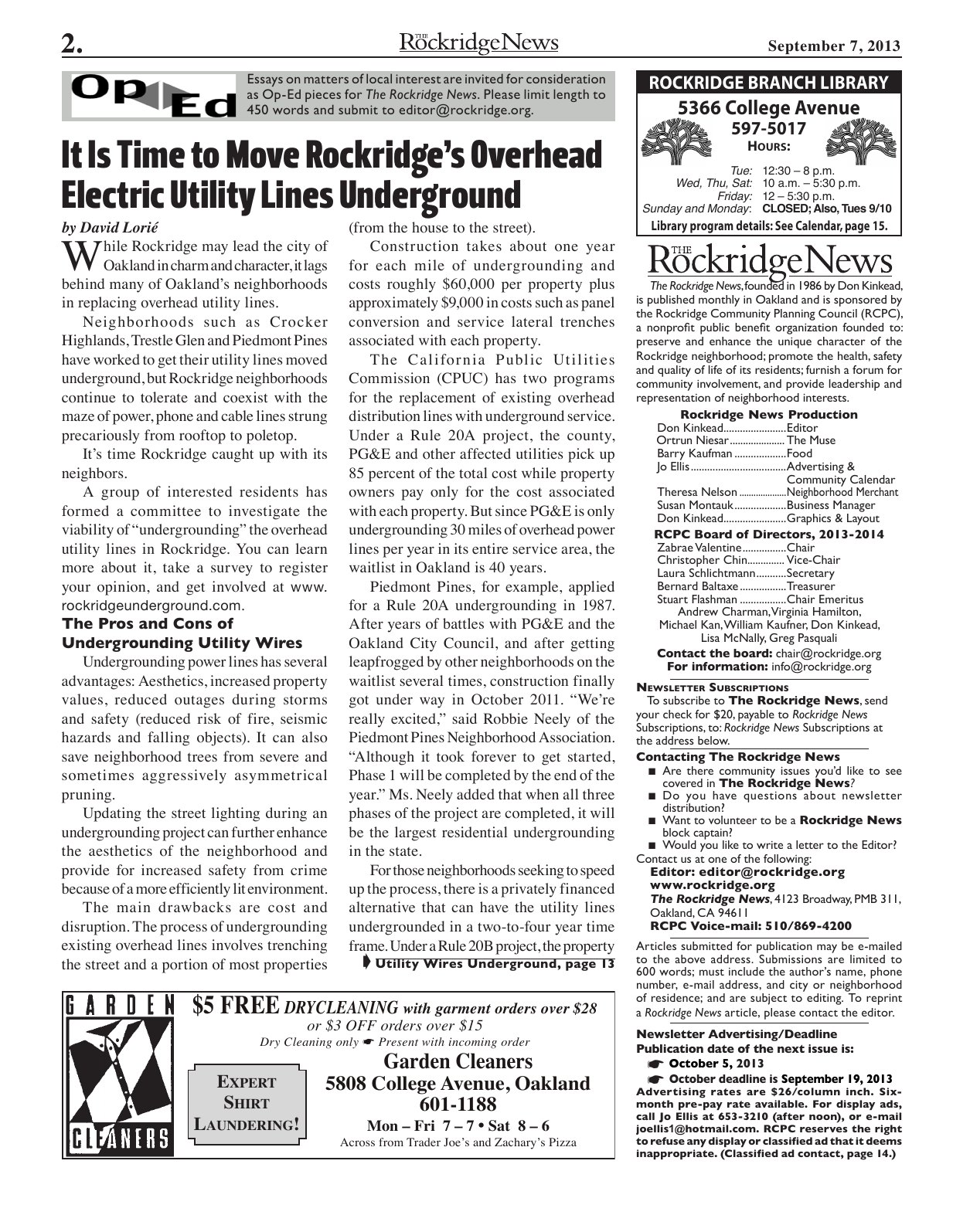 Click to zoom in The Rockridge News, September 2013, page 2