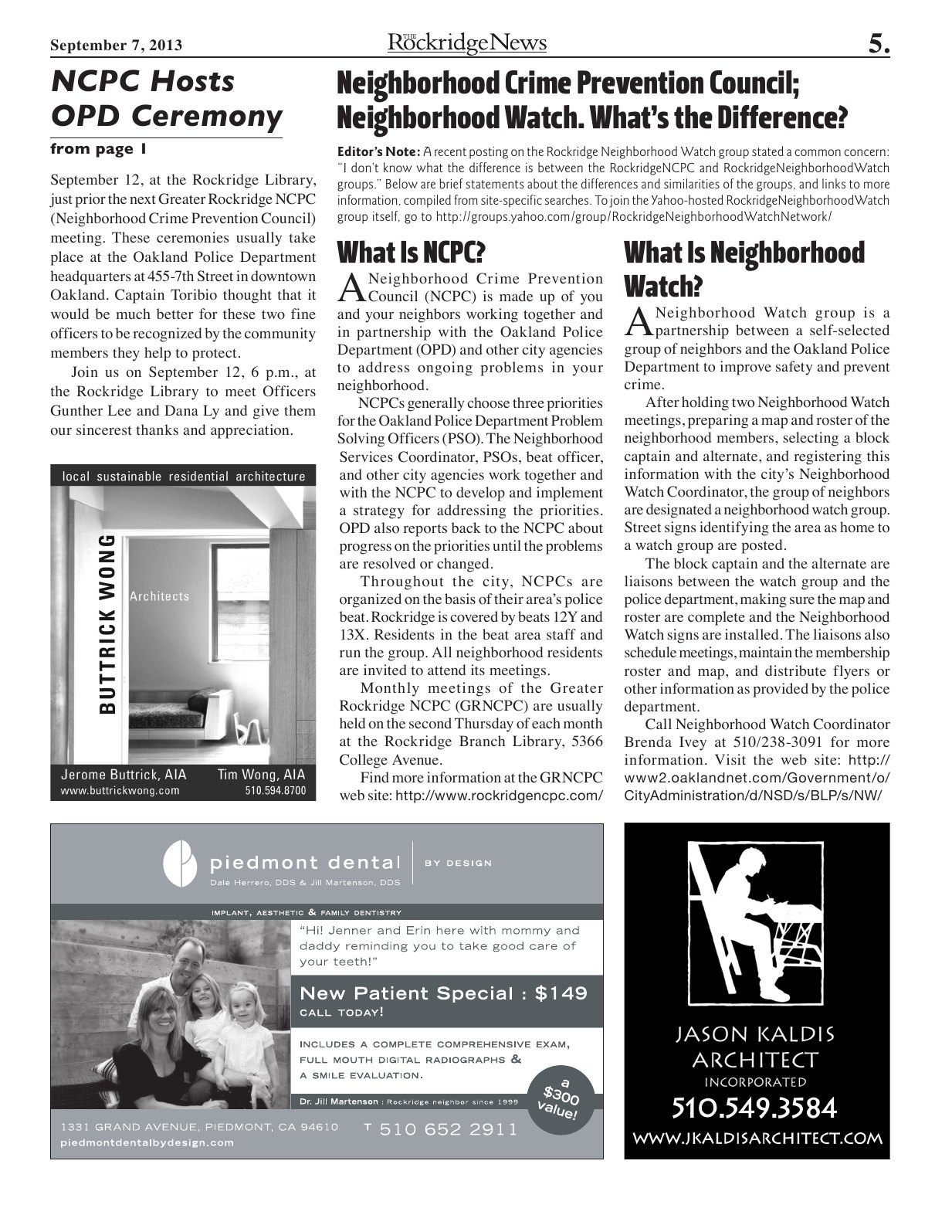 Click to zoom in The Rockridge News, September 2013, page 5