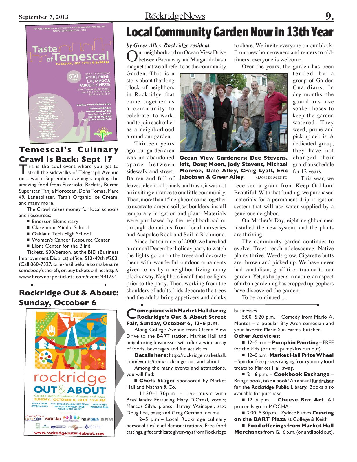 Click to zoom in The Rockridge News, September 2013, page 9