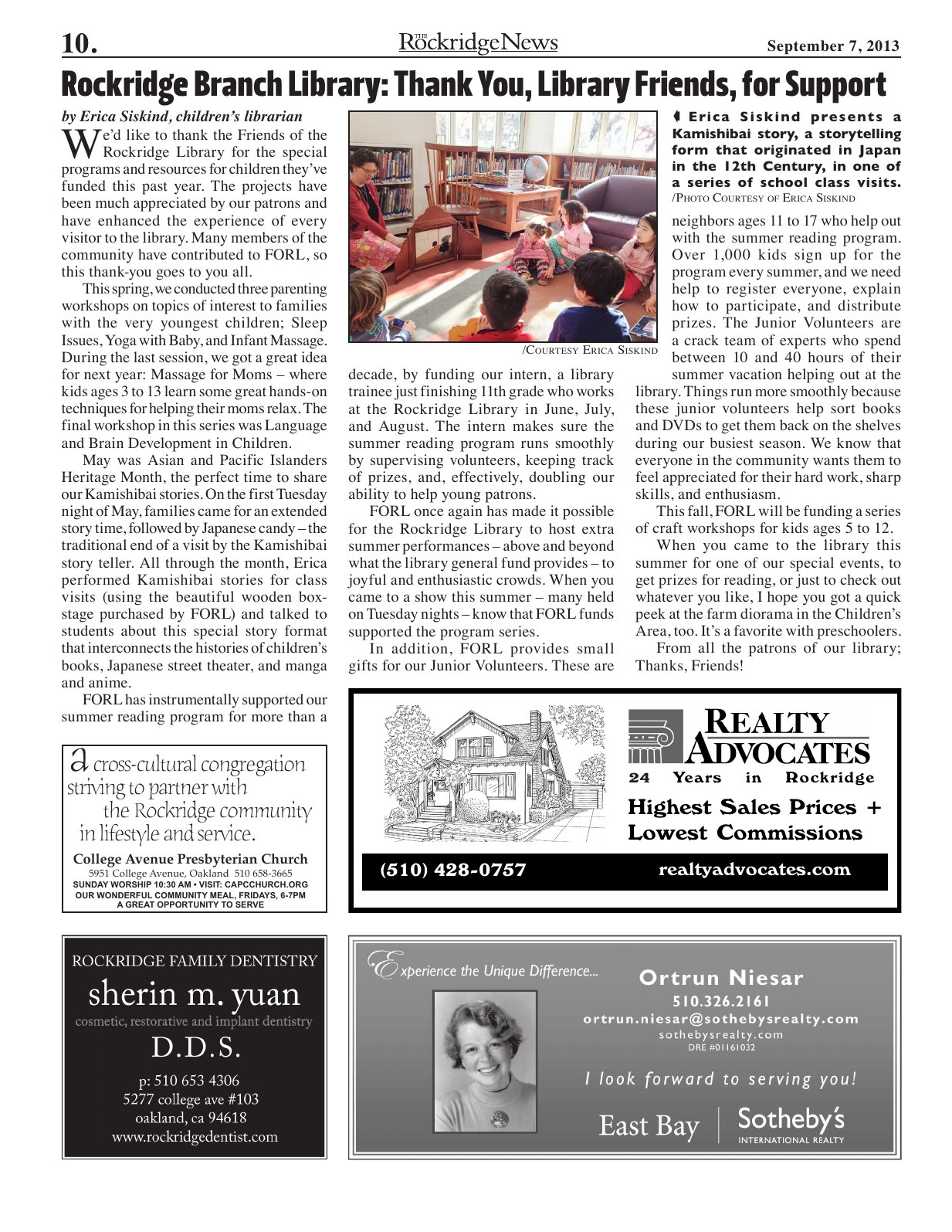 Click to zoom in The Rockridge News, September 2013, page 10