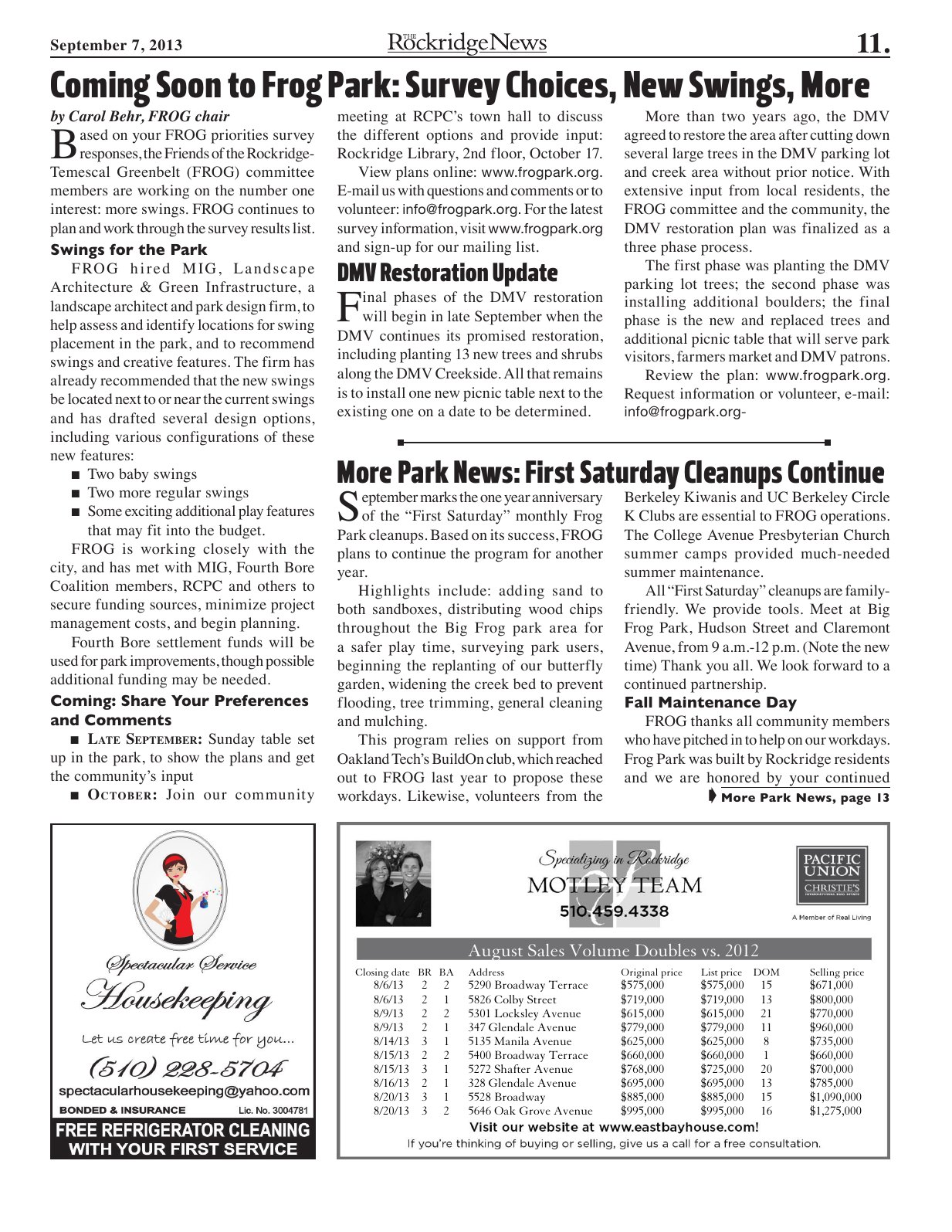 Click to zoom in The Rockridge News, September 2013, page 11