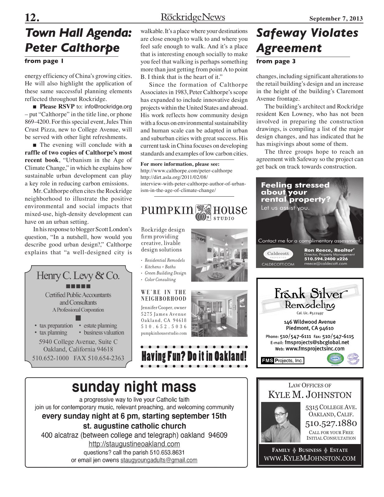 Click to zoom in The Rockridge News, September 2013, page 12