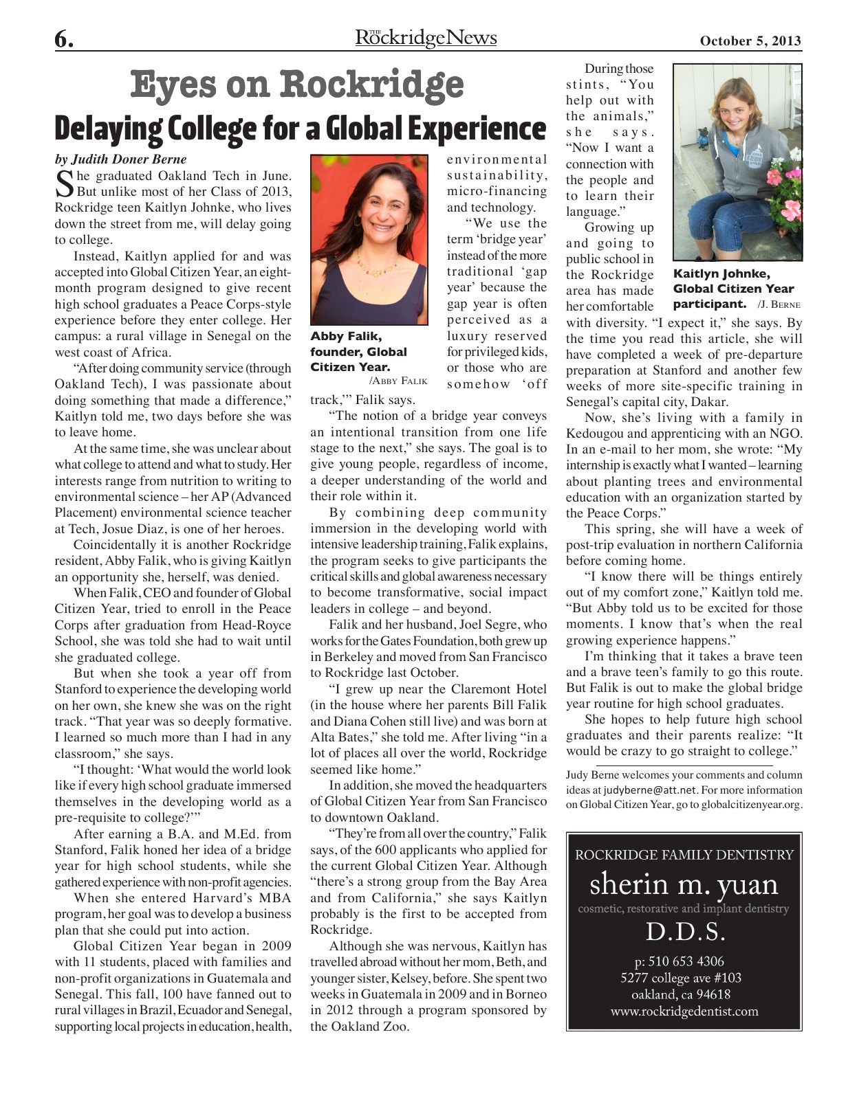 Click to zoom in The Rockridge News, October 2013, page 6
