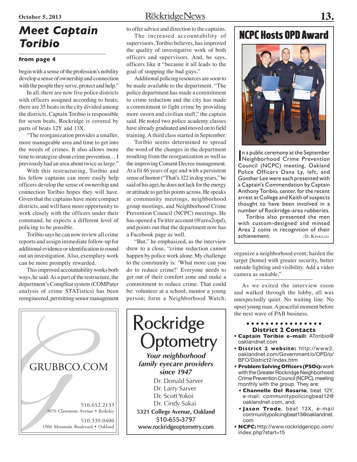 Click to zoom in The Rockridge News, October 2013, page 13