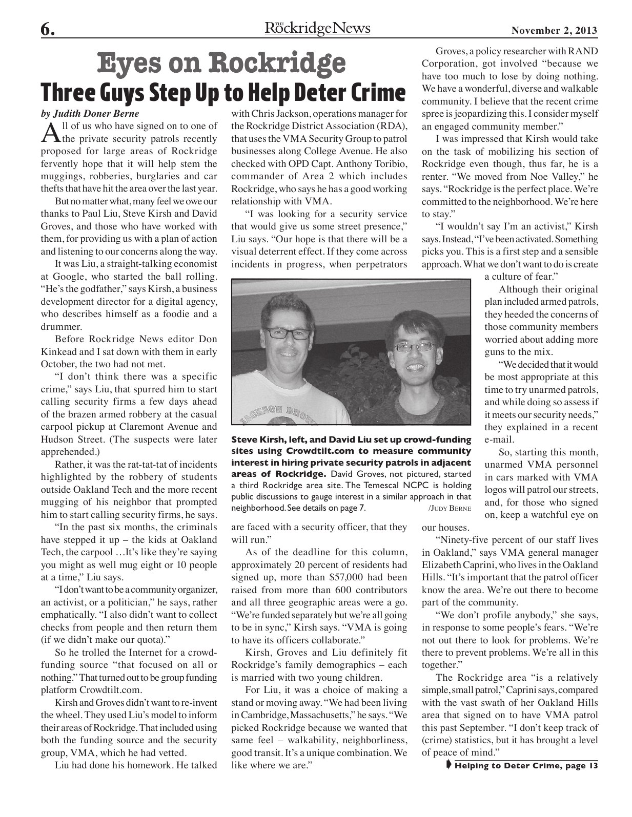Click to zoom in The Rockridge News, November 2013, page 6