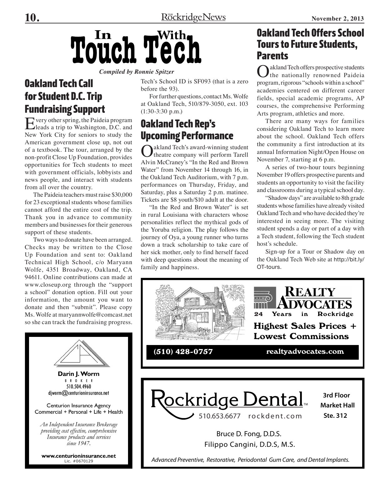 Click to zoom in The Rockridge News, November 2013, page 10