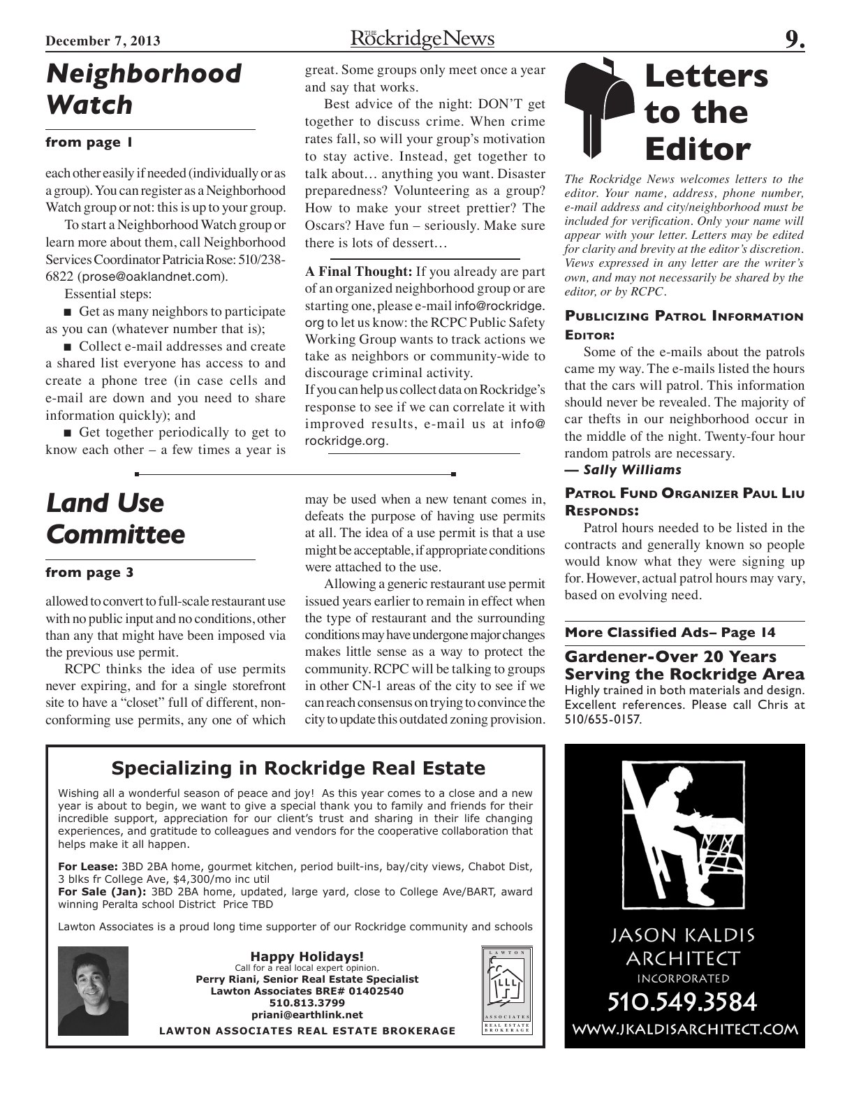 Click to zoom in The Rockridge News, December 2013, page 9