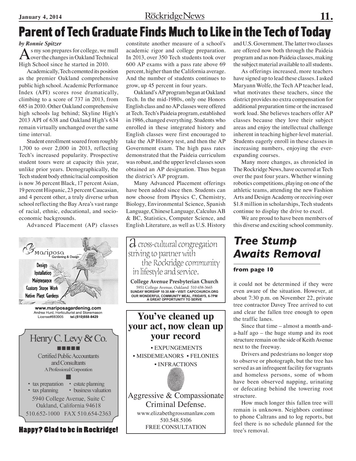 The Rockridge News, January 2014, page 11